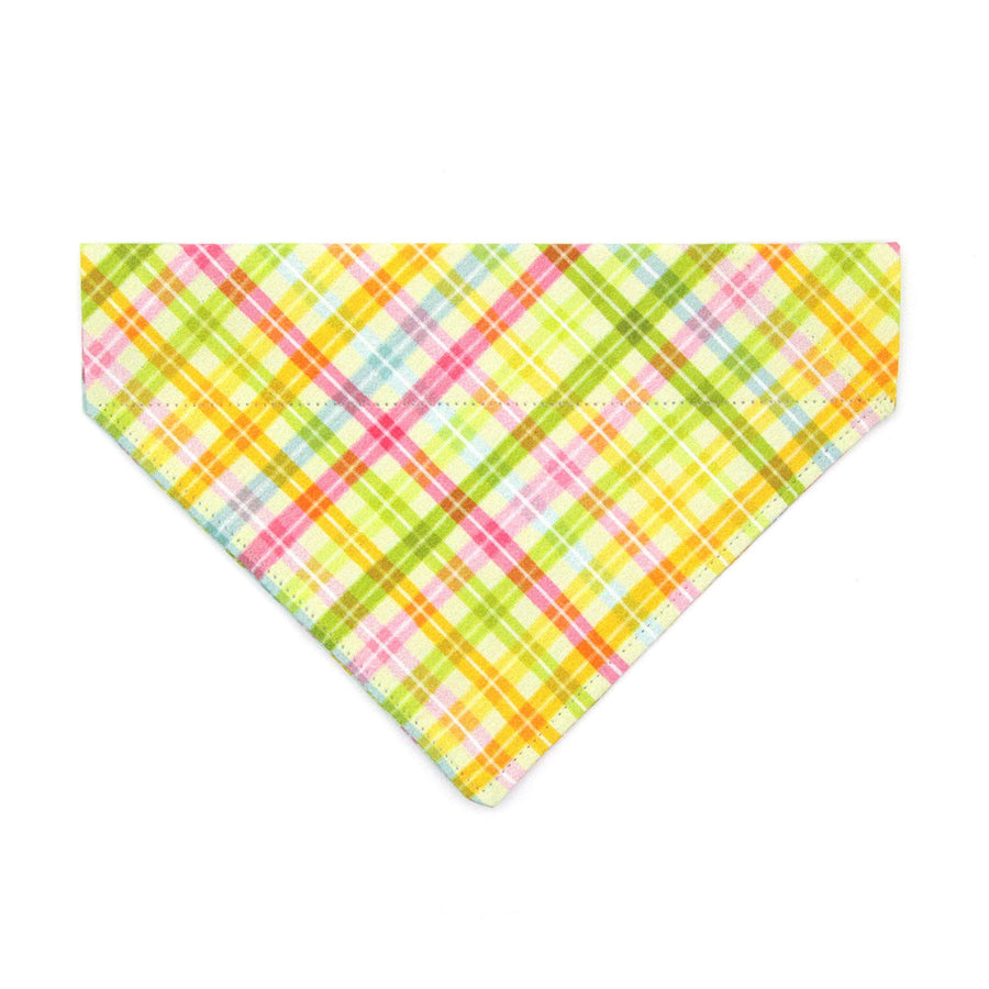 Spring Plaid Cat Bandana - "Spring Basket" - Yellow Pastel Plaid Bandana for Cat + Small Dog / Easter, Summer / Slide-on Bandana