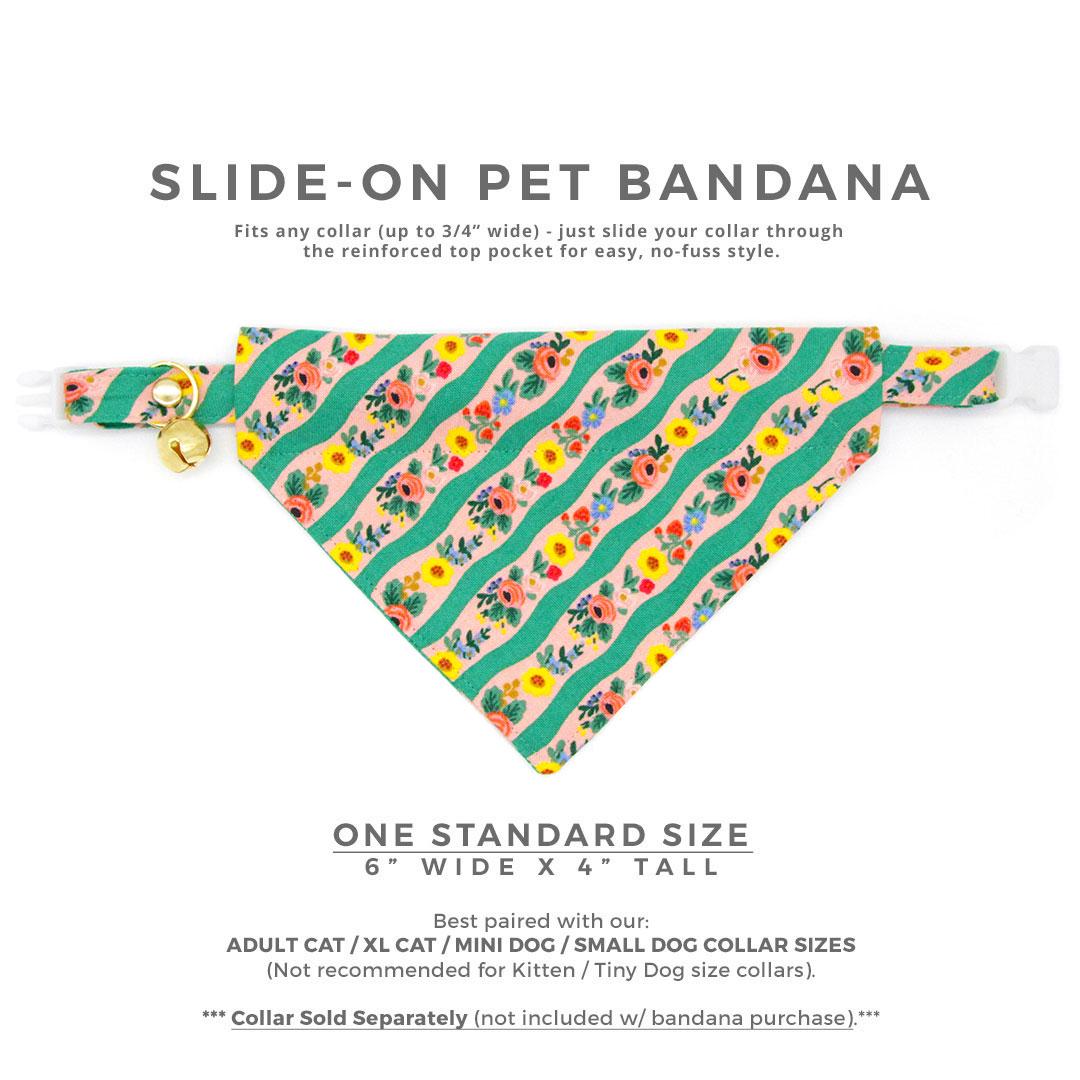 Rifle Paper Co® Cat Bandana - "Arbor Rose" - Pink & Green Floral Bandana for Cat + Small Dog / Spring + Summer / Slide-on Bandana