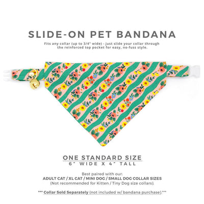 Rifle Paper Co® Cat Bandana - "Arbor Rose" - Pink & Green Floral Bandana for Cat + Small Dog / Spring + Summer / Slide-on Bandana