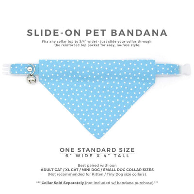 Chambray Star Cat Bandana - "Lucky Star" - Light Blue Bandana for Cat + Small Dog / Spring + Summer / Slide-on Bandana