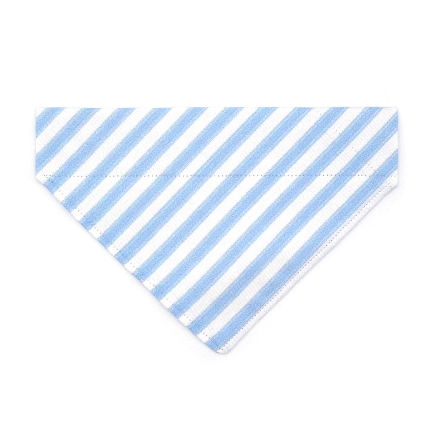 Blue Cat Bandana - "Veranda - Blue" - Striped Bandana for Cat + Small Dog / Spring, Summer, Stripes, Seersucker, Wedding / Slide-on Bandana