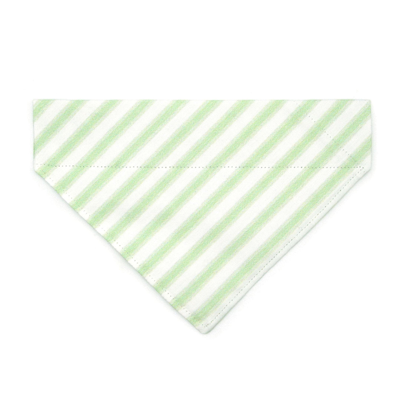 Green Cat Bandana - "Veranda - Green" - Striped Bandana for Cat + Small Dog / Spring, Stripes, Seersucker, Wedding / Slide-on Bandana