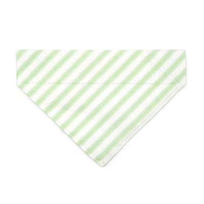 Green Cat Bandana - "Veranda - Green" - Striped Bandana for Cat + Small Dog / Spring, Stripes, Seersucker, Wedding / Slide-on Bandana