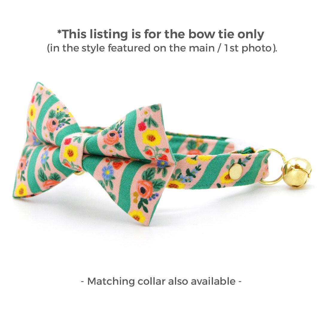 Rifle Paper Co® Cat Bow Tie - "Arbor Rose" - Pink & Green Floral Bow Tie for Cat Collar / Spring + Summer / Cat, Kitten + Small Dog Bowtie