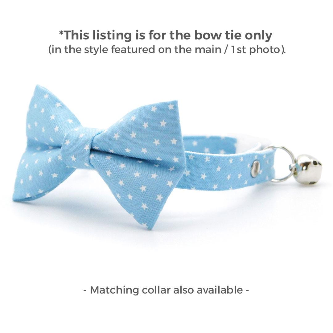 Chambray Cat Bow Tie - "Lucky Star" - Light Blue Star Bow Tie for Cat Collar / Spring + Summer / Cat, Kitten + Small Dog Bowtie