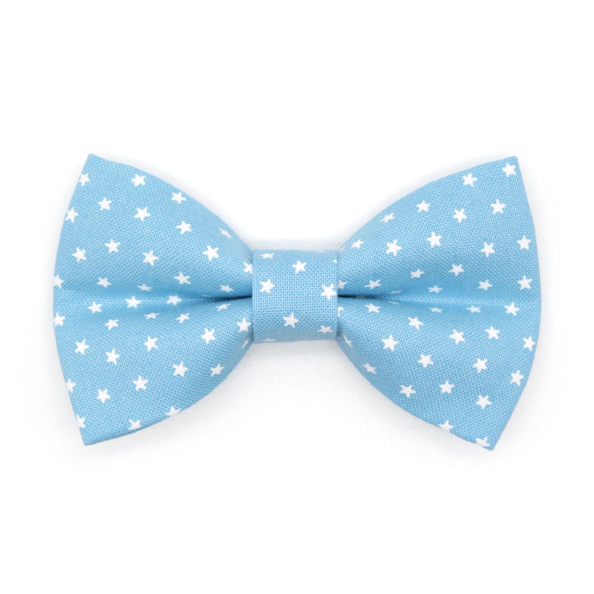 Chambray Bow Tie Cat Collar Set - "Lucky Star" - Light Blue Star Cat Collar with Bow Tie / Spring + Summer / Cat, Kitten, Small Dog Sizes