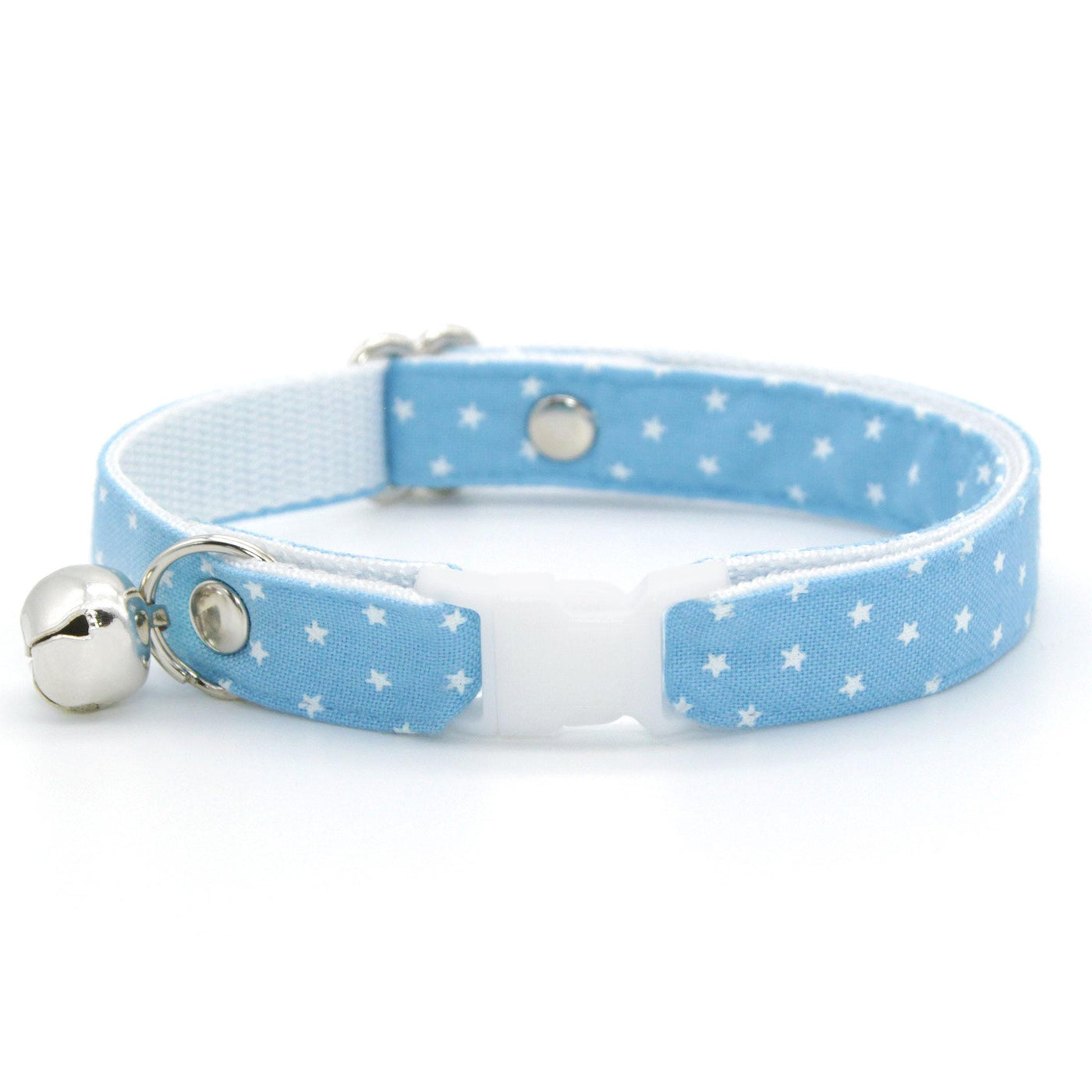 Chambray Cat Collar - "Lucky Star" - Little Stars on Light Blue Cat Collar / Breakaway Buckle or Non-Breakaway / Cat, Kitten + Small Dog Sizes