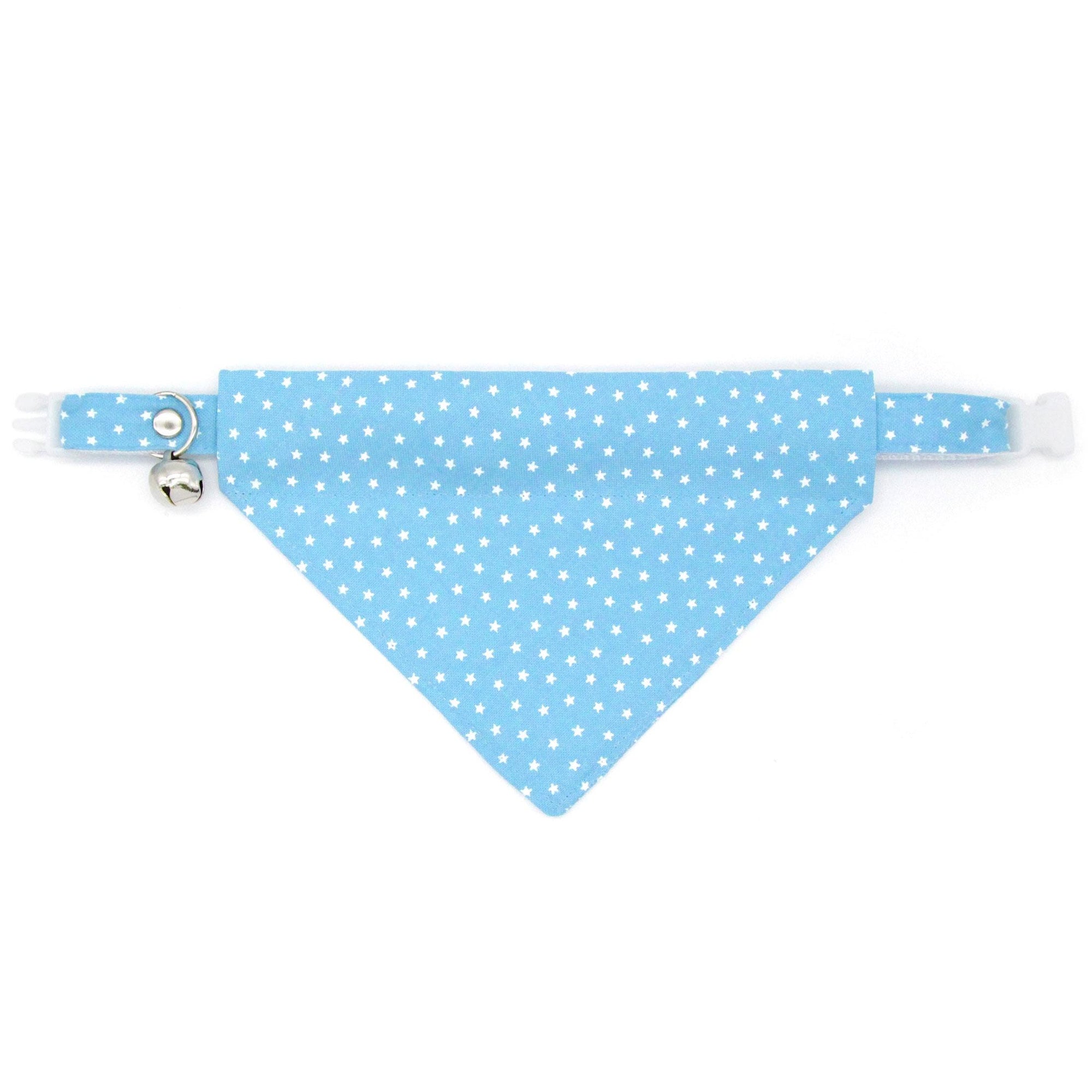 Chambray Cat Collar - "Lucky Star" - Little Stars on Light Blue Cat Collar / Breakaway Buckle or Non-Breakaway / Cat, Kitten + Small Dog Sizes