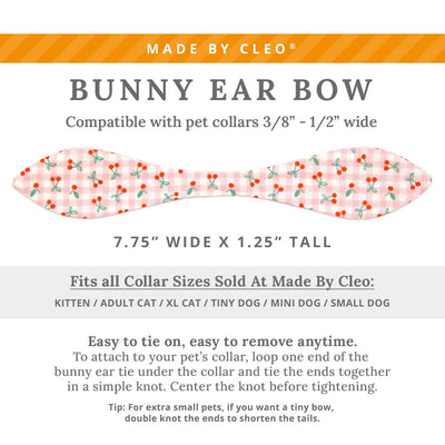 Cat Collar and Bunny Ear Bow Set - "Cherry Jubilee" - Pink Gingham Cat Collar w/ Matching Bunny Bow Tie / Spring + Summer / Tie-On Scarf / Cat, Kitten + Small Dog Sizes