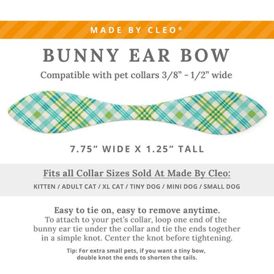 Cat Collar and Bunny Ear Bow Set - "Gable Plaid" - Teal & Green Plaid Cat Collar w/ Matching Bunny Bow Tie / Spring + Summer / Tie-On Scarf / Cat, Kitten + Small Dog Sizes