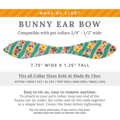 Cat Collar and Bunny Ear Bow Set - "Arbor Rose" - Rifle Paper Co® Pink & Green Floral Cat Collar w/ Matching Bunny Bow Tie / Spring + Summer / Tie-On Scarf / Cat, Kitten + Small Dog Sizes