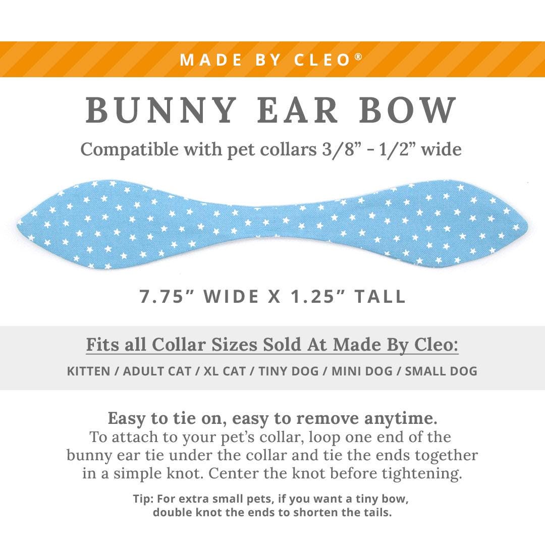 Cat Collar and Bunny Ear Bow Set - "Lucky Star" - Light Blue Chambray Star Cat Collar w/ Matching Bunny Bow Tie / Spring + Summer / Tie-On Scarf / Cat, Kitten + Small Dog Sizes