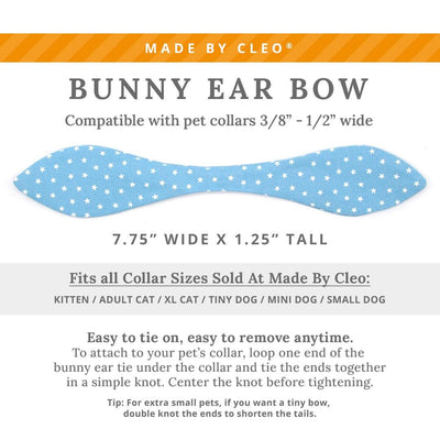 Cat Collar and Bunny Ear Bow Set - "Lucky Star" - Light Blue Chambray Star Cat Collar w/ Matching Bunny Bow Tie / Spring + Summer / Tie-On Scarf / Cat, Kitten + Small Dog Sizes