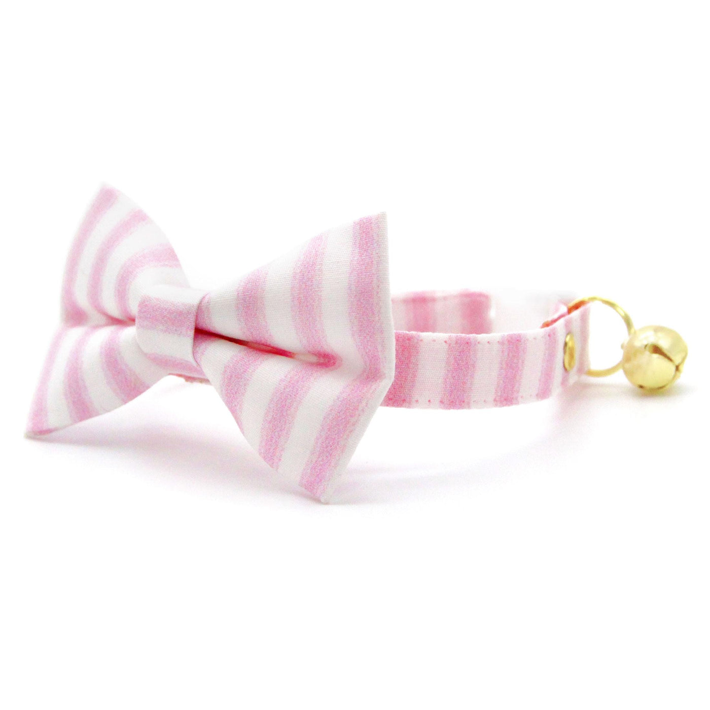 Striped Bow Tie Cat Collar Set - "Veranda - Pink" - Pink Stripes Cat Collar with Bow Tie / Spring, Summer, Seersucker, Derby, Wedding / Cat, Kitten, Small Dog Sizes