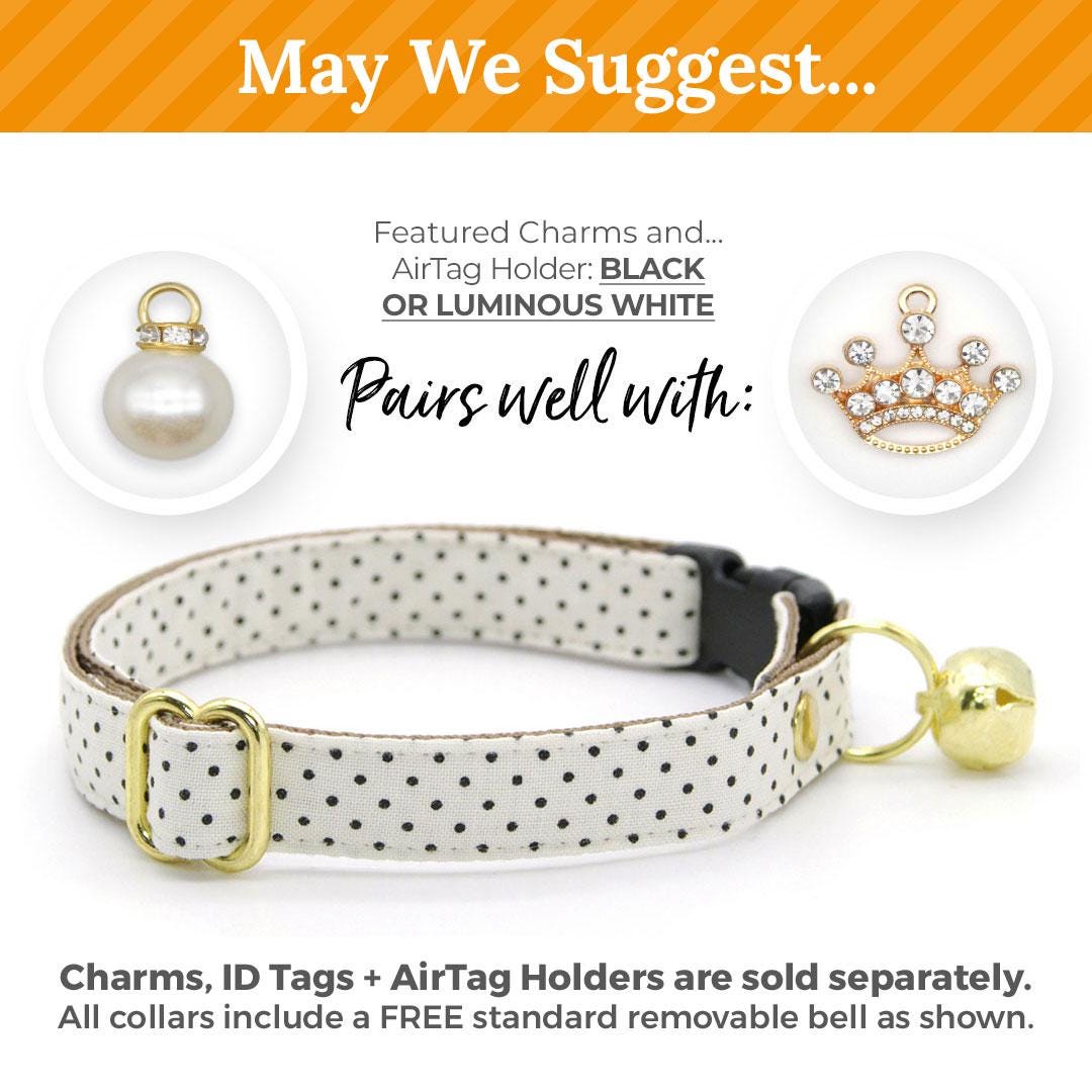 Polka Dot Cat Collar - "Biscotti" - Retro Chic Black Swiss Dots on Cream Cat Collar / Elegant, Ivory, Light Beige, Classic / Breakaway Buckle or Non-Breakaway / Cat, Kitten + Small Dog Sizes