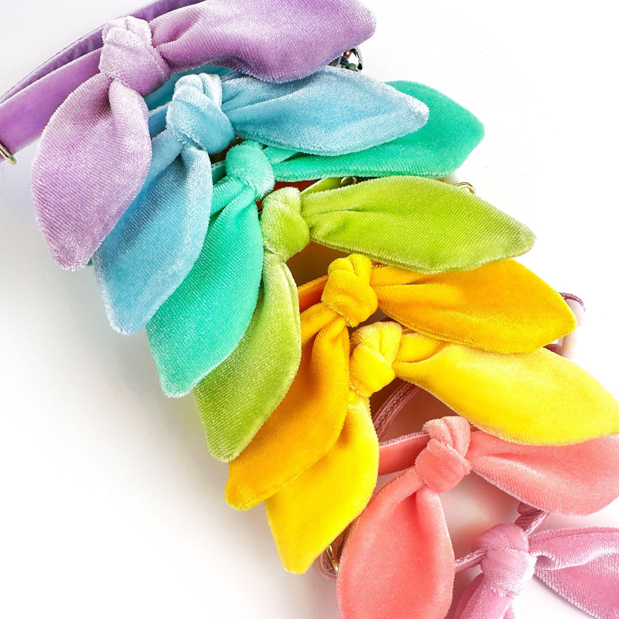 Cat Collar & Bunny Ear Bow Set - "Velvet - Mint" - Pastel Mint Green Velvet Cat Collar w/ Matching Bunny Bow Tie / Wedding, Birthday, Spring, Easter, Summer / Cat, Kitten + Small Dog Sizes