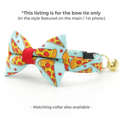 Pizza Cat Bow Tie - "Pizza Party" - Fun Food Bow Tie for Cat Collar / Cat, Kitten + Small Dog Bowtie