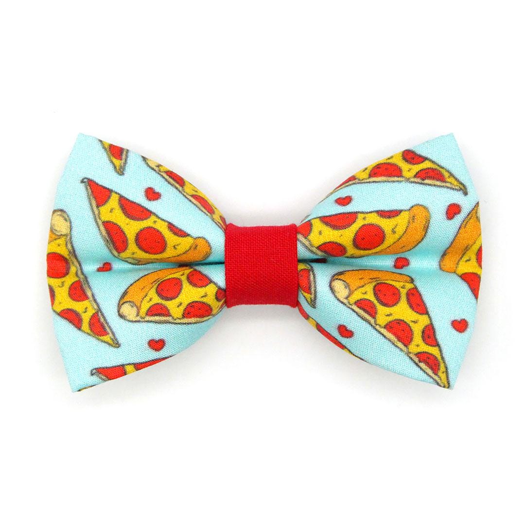 Pizza Cat Bow Tie - "Pizza Party" - Fun Food Bow Tie for Cat Collar / Cat, Kitten + Small Dog Bowtie