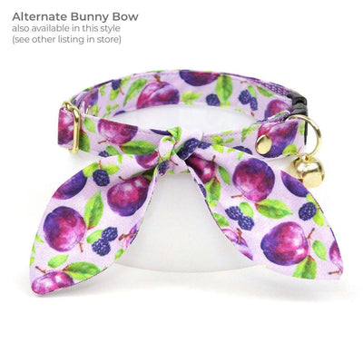 Plum Cat Bow Tie - "Wild Plum" - Purple Fruit Bow Tie for Cat Collar / Blackberries, Lilac, Lavender, Floral / Cat, Kitten + Small Dog Bowtie