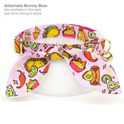 Taco Cat Bandana - "Taco Time - Pink" - Mexican Food Bandana for Cat + Small Dog / Burrito, Margarita, Fiesta, Cinco de Mayo, Queso, Fun / Slide-on Bandana