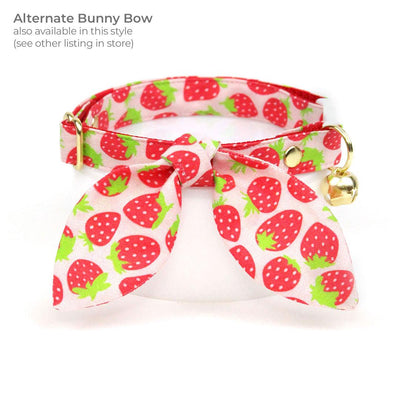 Strawberry Cat Bandana - "Strawberry Patch" - Red Berry Fruit Bandana for Cat + Small Dog / Spring + Summer / Slide-on Bandana