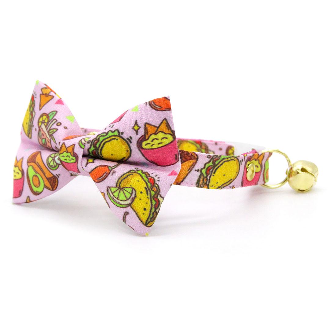 Taco Cat Collar - "Taco Time - Pink" - Mexican Food Cat Collar / Breakaway Buckle or Non-Breakaway / Cinco de Mayo, Margarita, Burrito, Fiesta Fun, Queso / Cat, Kitten + Small Dog Sizes