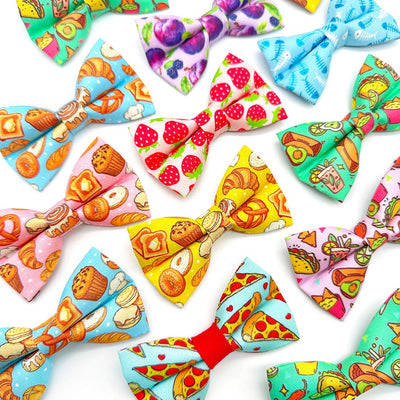Pizza Cat Bow Tie - "Pizza Party" - Fun Food Bow Tie for Cat Collar / Cat, Kitten + Small Dog Bowtie