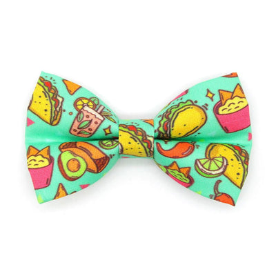 Taco Cat Bow Tie - "Taco Time - Green" - Mexican Food Bow Tie for Cat Collar / Burrito, Margarita, Cinco de Mayo, Fiesta, Fun / Cat, Kitten + Small Dog Bowtie