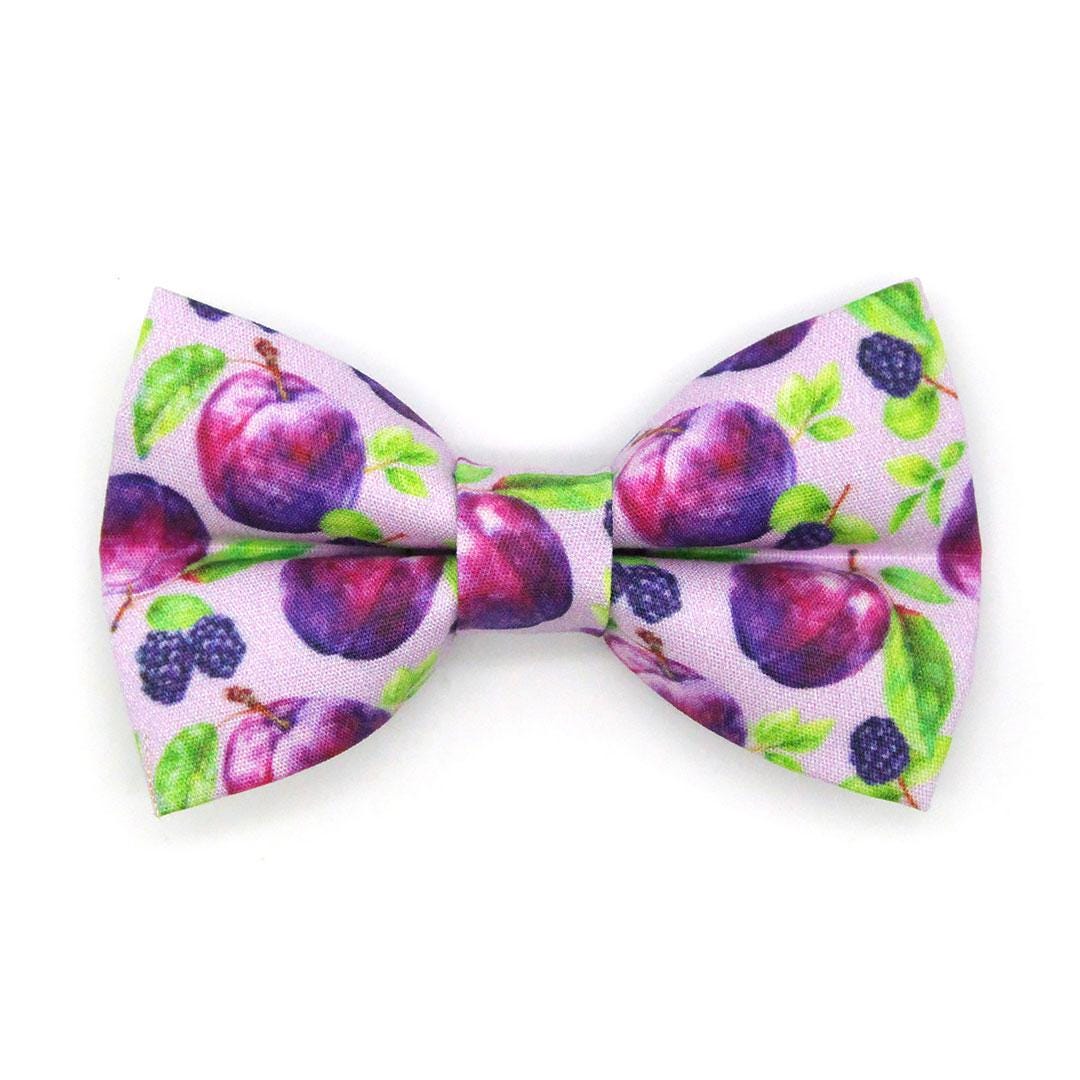 Plum Cat Bow Tie - "Wild Plum" - Purple Fruit Bow Tie for Cat Collar / Blackberries, Lilac, Lavender, Floral / Cat, Kitten + Small Dog Bowtie