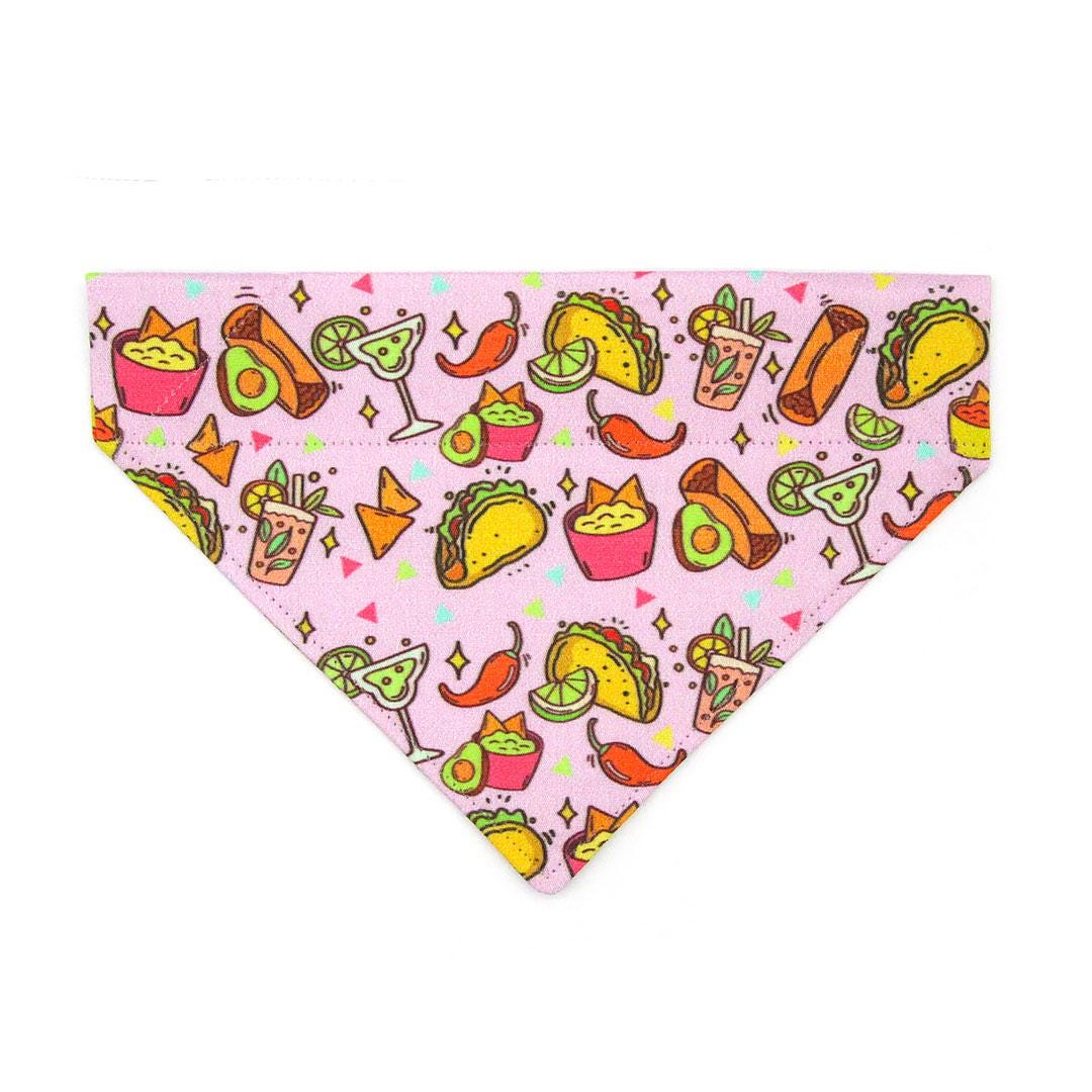 Taco Cat Bandana - "Taco Time - Pink" - Mexican Food Bandana for Cat + Small Dog / Burrito, Margarita, Fiesta, Cinco de Mayo, Queso, Fun / Slide-on Bandana