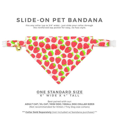 Strawberry Cat Bandana - "Strawberry Patch" - Red Berry Fruit Bandana for Cat + Small Dog / Spring + Summer / Slide-on Bandana