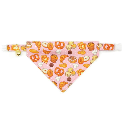 Bakery Cat Collar - "Bakery Bliss - Pink" - Biscuit, Cinnamon Roll, Toast, Muffin, Bagel, Croissant, Food, Pretzel Cat Collar / Breakaway Buckle or Non-Breakaway / Cat, Kitten + Small Dog Sizes