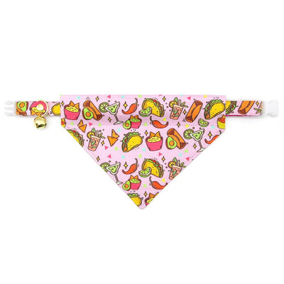 Taco Cat Collar - "Taco Time - Pink" - Mexican Food Cat Collar / Breakaway Buckle or Non-Breakaway / Cinco de Mayo, Margarita, Burrito, Fiesta Fun, Queso / Cat, Kitten + Small Dog Sizes