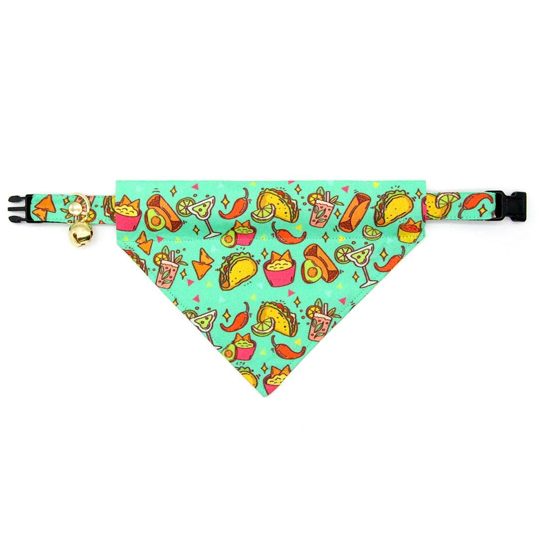 Taco Cat Collar - "Taco Time - Green" - Mexican Food Cat Collar / Breakaway Buckle or Non-Breakaway / Cinco de Mayo, Margarita, Burrito, Fiesta Fun, Queso / Cat, Kitten + Small Dog Sizes