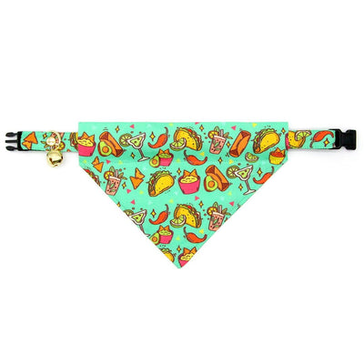 Taco Cat Collar - "Taco Time - Green" - Mexican Food Cat Collar / Breakaway Buckle or Non-Breakaway / Cinco de Mayo, Margarita, Burrito, Fiesta Fun, Queso / Cat, Kitten + Small Dog Sizes