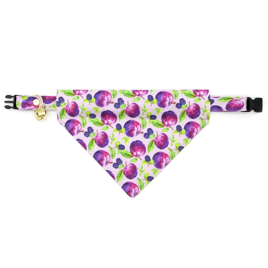 Plum Cat Collar - "Wild Plum" - Purple Fruit Cat Collar / Breakaway Buckle or Non-Breakaway / Blackberries, Lilac, Lavender, Floral / Cat, Kitten + Small Dog Sizes