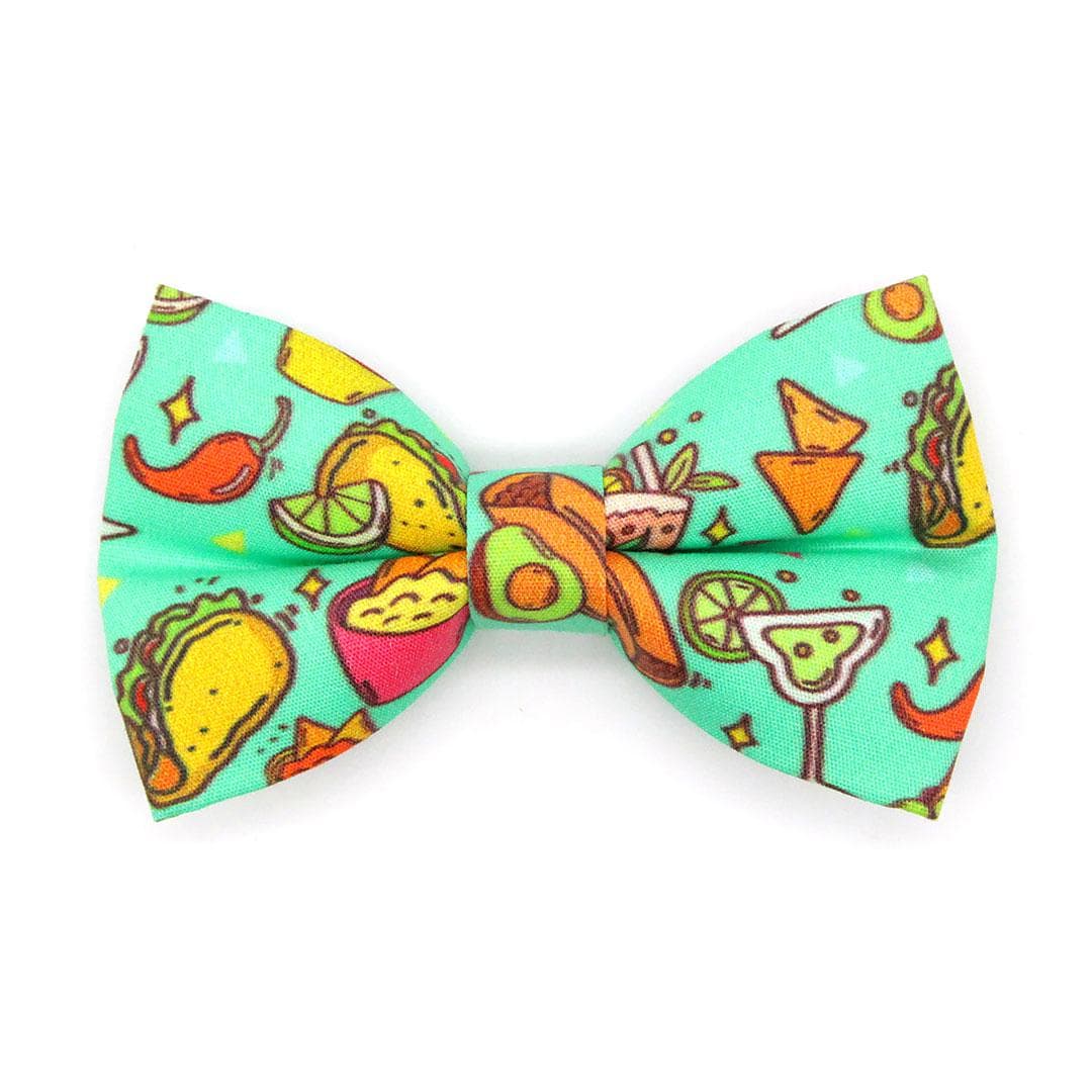 Taco Bow Tie Cat Collar Set - "Taco Time - Green" - Mexican Food Cat Collar with Bow Tie / Burrito, Margarita, Queso, Chili Pepper, Fiesta Fun, Cindo de Mayo / Cat + Small Dog