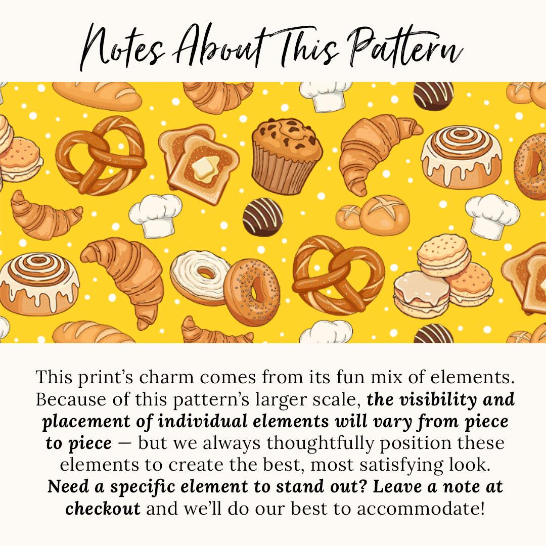 Bakery Cat Bandana - "Bakery Bliss - Yellow" - Bread & Pastries Bandana for Cat + Small Dog / Toast, Biscuit, Breakfast Food, Muffin, Cinnamon Roll, Pretzel / Slide-on Bandana
