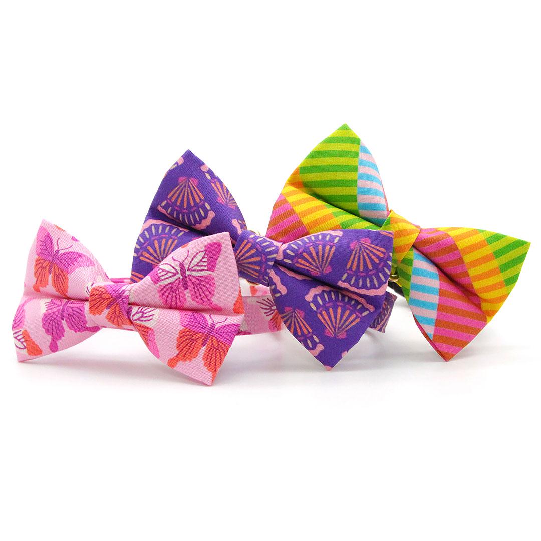 Rainbow Cat Bow Tie - "Technicolor Dream" - Fun Modern Stripe Bow Tie for Cat Collar / Summer, Arty, 80s / Cat, Kitten + Small Dog Bowtie