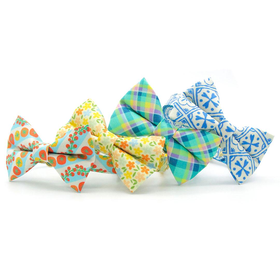 Plaid Bow Tie Cat Collar Set - "Breeze" - Preppy Aqua Cat Collar with Bow Tie / Spring, Summer, Coastal, Mint / Cat, Kitten, Small Dog Sizes