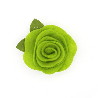 Cat Collar + Flower Set - "Creepy Cuties - Green" - Halloween Cat Collar w/ Leaf Green Felt Flower (Detachable) / Cat, Kitten + Small Dog Sizes