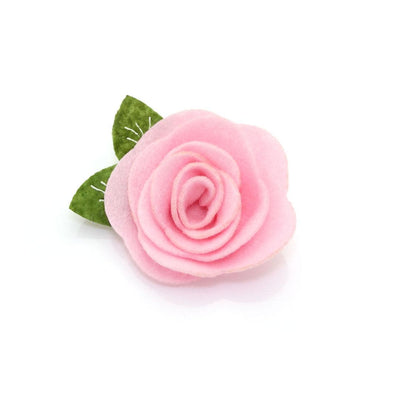 Cat Collar + Flower Set - "Terra" - Peach Pink Cat Collar w/ Baby Pink Felt Flower (Detachable) / Cat, Kitten + Small Dog Sizes