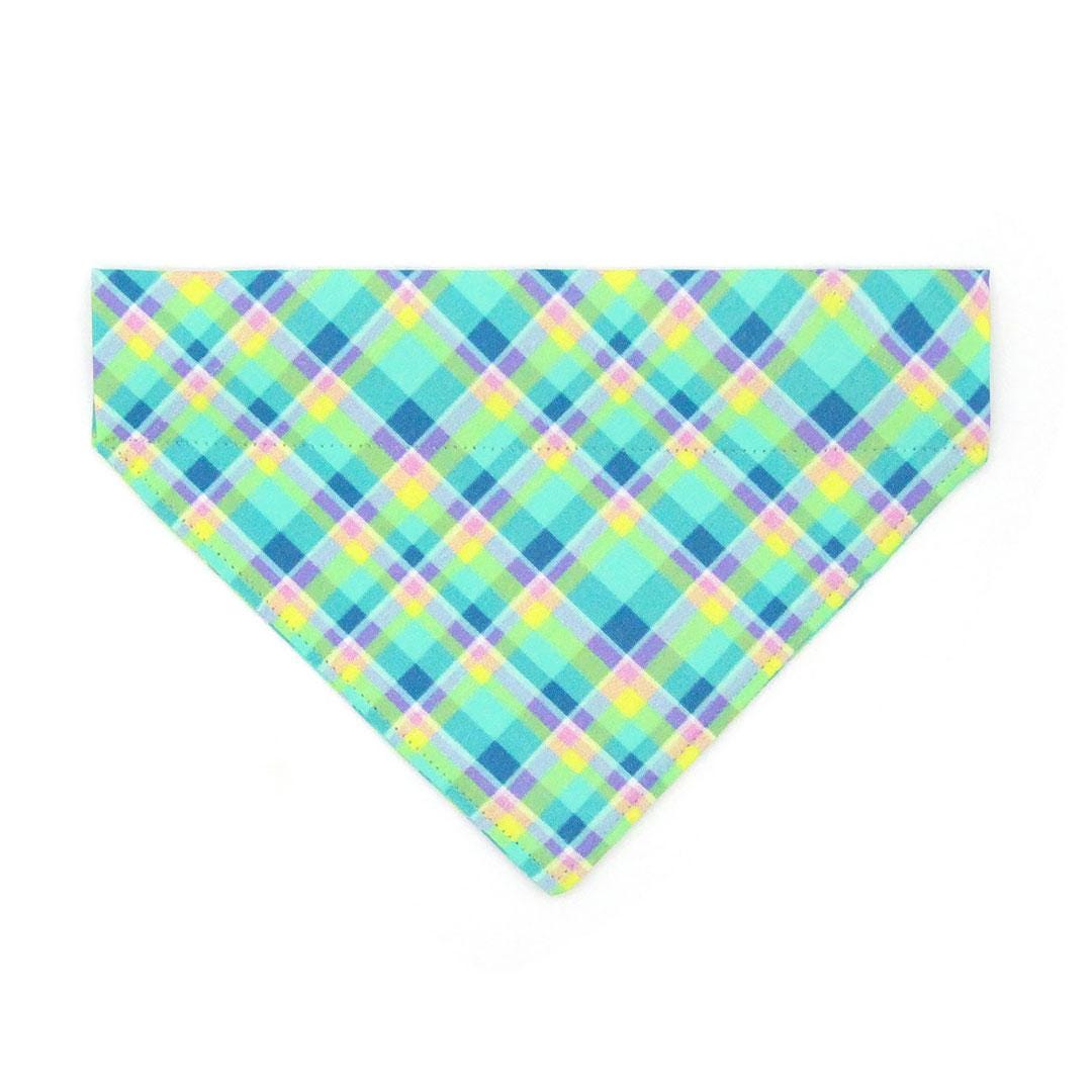 Plaid Cat Bandana - "Breeze" - Summer Plaid Bandana for Cat + Small Dog / Mint Aqua Blue, Turquoise, Preppy / Slide-on Bandana / Over-the-Collar
