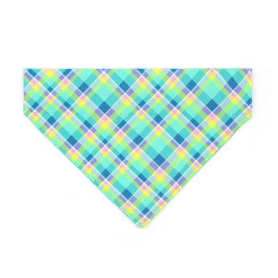 Plaid Cat Bandana - "Breeze" - Summer Plaid Bandana for Cat + Small Dog / Mint Aqua Blue, Turquoise, Preppy / Slide-on Bandana / Over-the-Collar