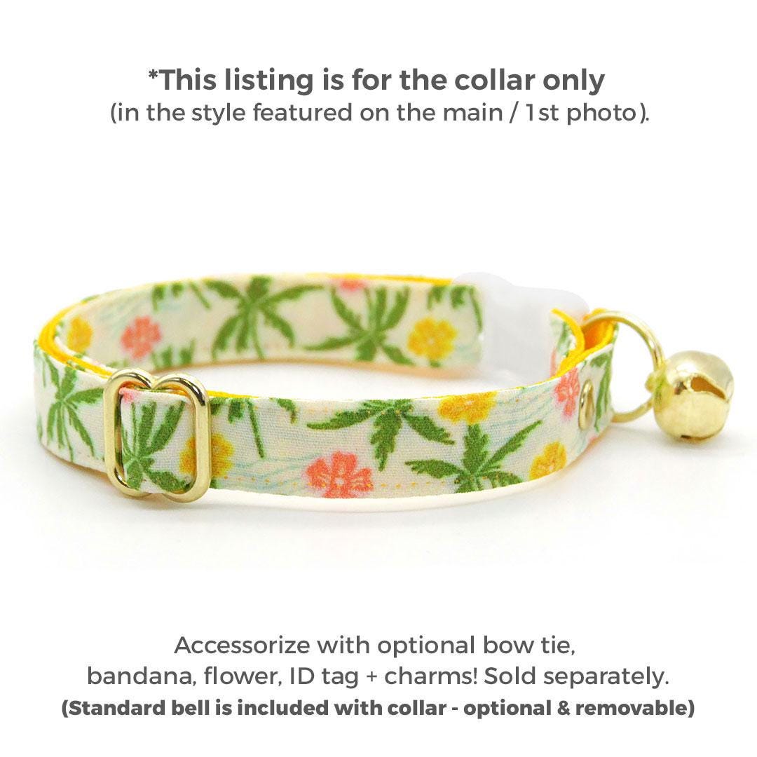 Tropical Cat Collar - "Palm Paradise" - Hawaiian Cat Collar / Summer, Beach, Tiki / Breakaway Buckle or Non-Breakaway / Cat, Kitten + Small Dog Sizes