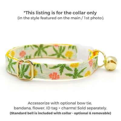 Tropical Cat Collar - "Palm Paradise" - Hawaiian Cat Collar / Summer, Beach, Tiki / Breakaway Buckle or Non-Breakaway / Cat, Kitten + Small Dog Sizes