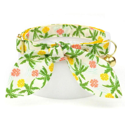 Tropical Cat Collar - "Palm Paradise" - Hawaiian Cat Collar / Summer, Beach, Tiki / Breakaway Buckle or Non-Breakaway / Cat, Kitten + Small Dog Sizes