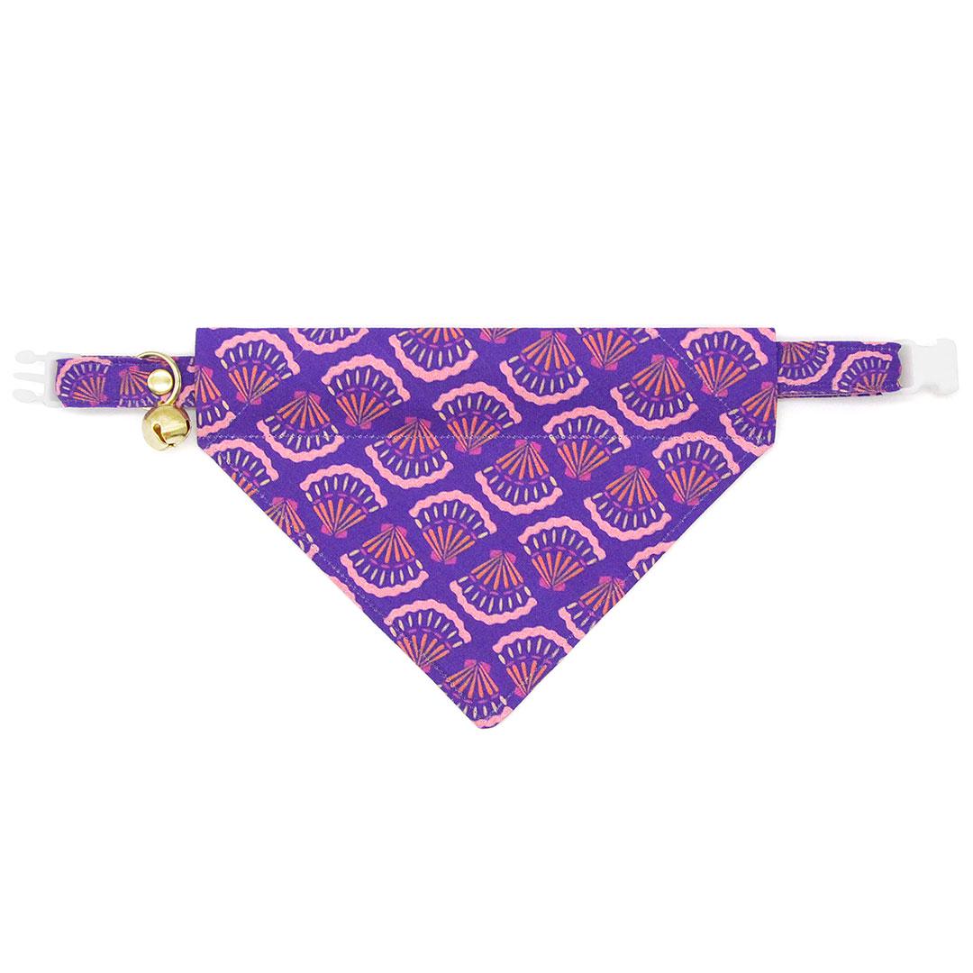 Seashell Cat Collar - "Sea Siren" - Art Deco Ocean Purple Cat Collar / Beach, Summer, Mermaid / Breakaway Buckle or Non-Breakaway / Cat, Kitten + Small Dog Sizes