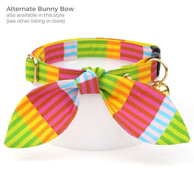 Rainbow Cat Bow Tie - "Technicolor Dream" - Fun Modern Stripe Bow Tie for Cat Collar / Summer, Arty, 80s / Cat, Kitten + Small Dog Bowtie