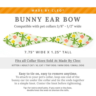 Cat Collar + Bunny Ear Bow Set - "Palm Paradise" - Tropical Cat Collar w/ Matching Bunny Bow Tie / Hawaiian, Beach, Summer / Tie-On Scarf / Cat, Kitten + Small Dog Sizes